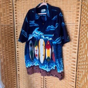 Xo Hawaiian Ocean Surfboard Colorful Bill Blass Casual Shirt